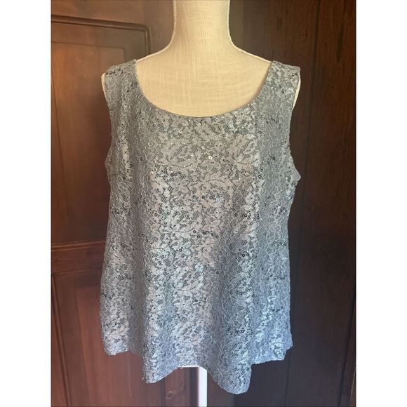 R+M Richards Turquoise Sequined Lace  Jacket & Top Womens 14 Open Front - Picture 6 of 8